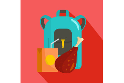 Pupil lunch icon, flat style