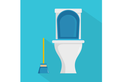 Cleaning toilet icon, flat style