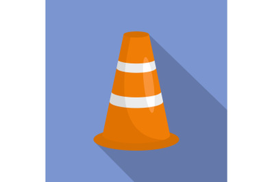 Caution cone icon, flat style