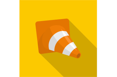 Construction cone icon, flat style