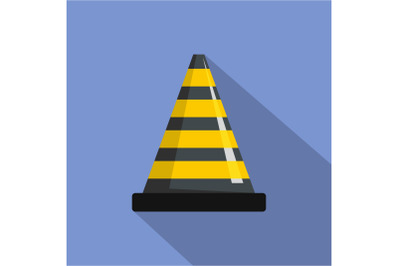 Transportation cone icon, flat style