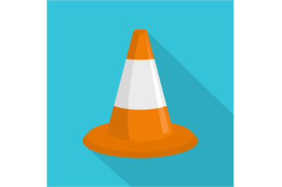 Traffic cone icon, flat style