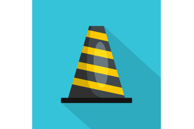 Striped cone icon, flat style