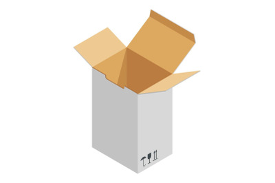 Long box icon, isometric style