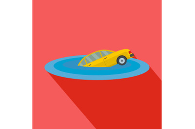 Sinking car icon, flat style