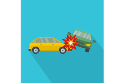 Crashed car icon, flat style
