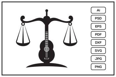 Guitar law logo design illustration