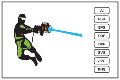 Laser tag game player design illustration