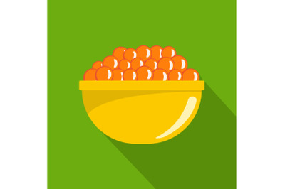 Red caviar icon, flat style