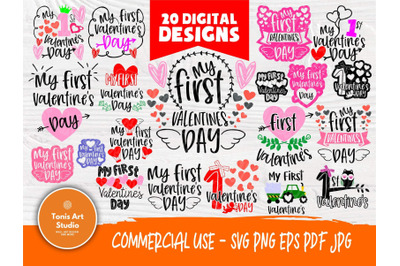 Valentine SVG Bundle, First Valentines Day, Valentines Svg, Freebies