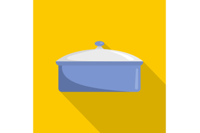 Saucepan icon, flat style