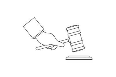 Gavel in hand icon, outline style