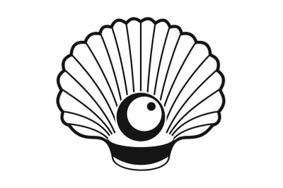 Shell with pearl icon, simple style