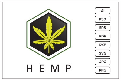 Hemp marijuana leaf logo design illustration