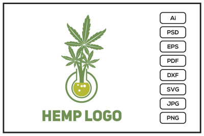 Hemp marijuana leaf logo design illustration