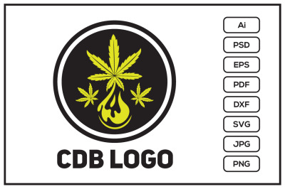 Hemp marijuana leaf logo design illustration