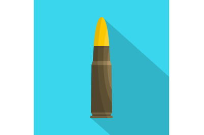 Gun cartridge icon, flat style
