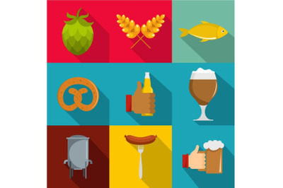 Deli icons set, flat style