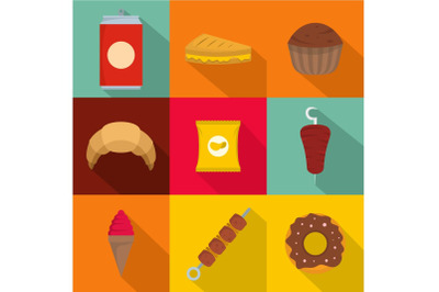 Obesity icons set, flat style