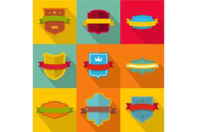 Stamp icons set, flat style
