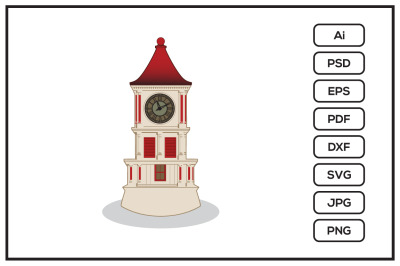 Iconic clock tower design illustration