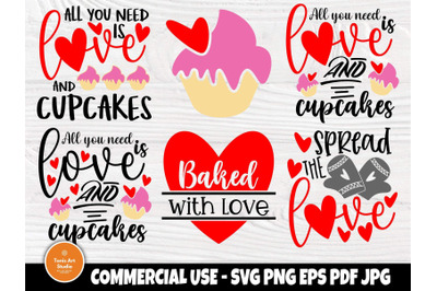 Valentines Day Pot Holder SVG Bundle, Cupcake Svg