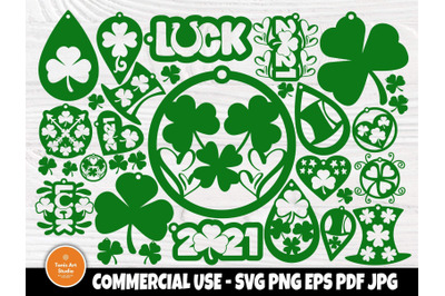 St Patrick&#039;s Earrings SVG Bundle, Clover Svg, Luck