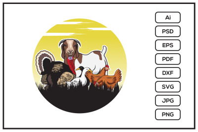 Cattle animals farm design illustration