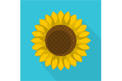 Round sunflower icon, flat style