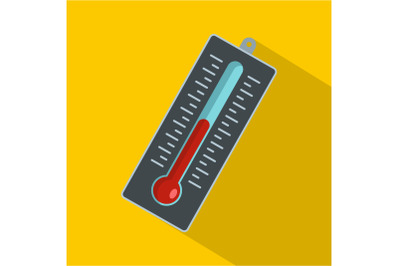 Big thermometer icon, flat style