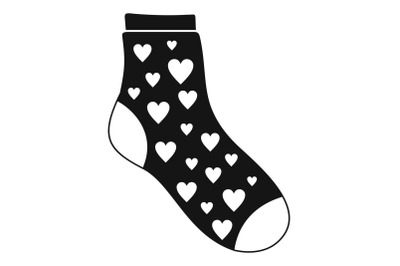 Sock with heart icon, simple style