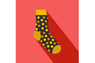 Cotton sock icon, flat style