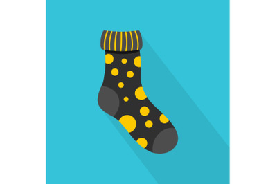 Textile sock icon, flat style