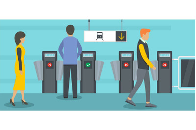 Subway entrance banner horizontal, flat style
