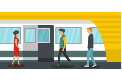 Metro station banner horizontal, flat style