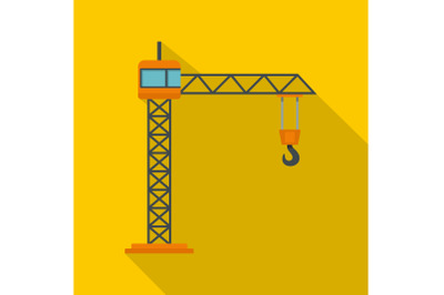 Construction crane icon, flat style