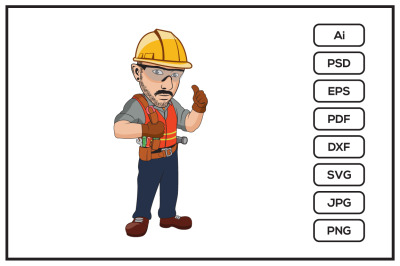 Handyman cartoon character design illustration