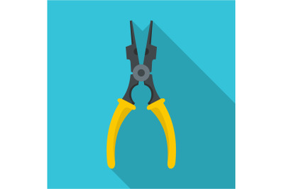 Construction pliers icon, flat style