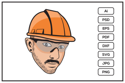 Handyman head cartoon character design illustration