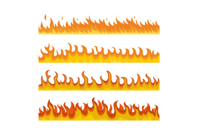 Bonfire night fire banner concept set, flat style