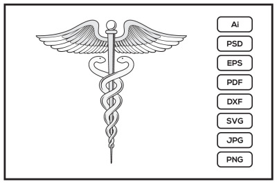 Medical caduceus symbol design illustration