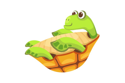Cheerful turtle icon, cartoon style