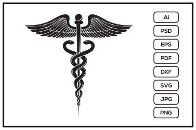 Medical caduceus symbol design illustration