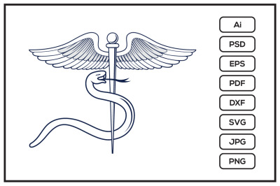 Medical caduceus symbol design illustration