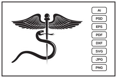 Medical caduceus symbol design illustration