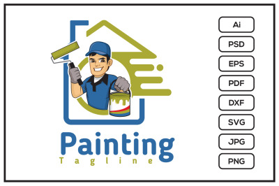 Painting company logo design illustration