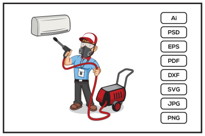 HVAC service cartoon character design illustration