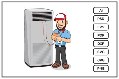 HVAC service cartoon character design illustration