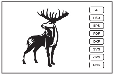 Silhouette moose head design illustration