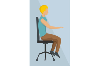 Sitting on chair icon, flat style